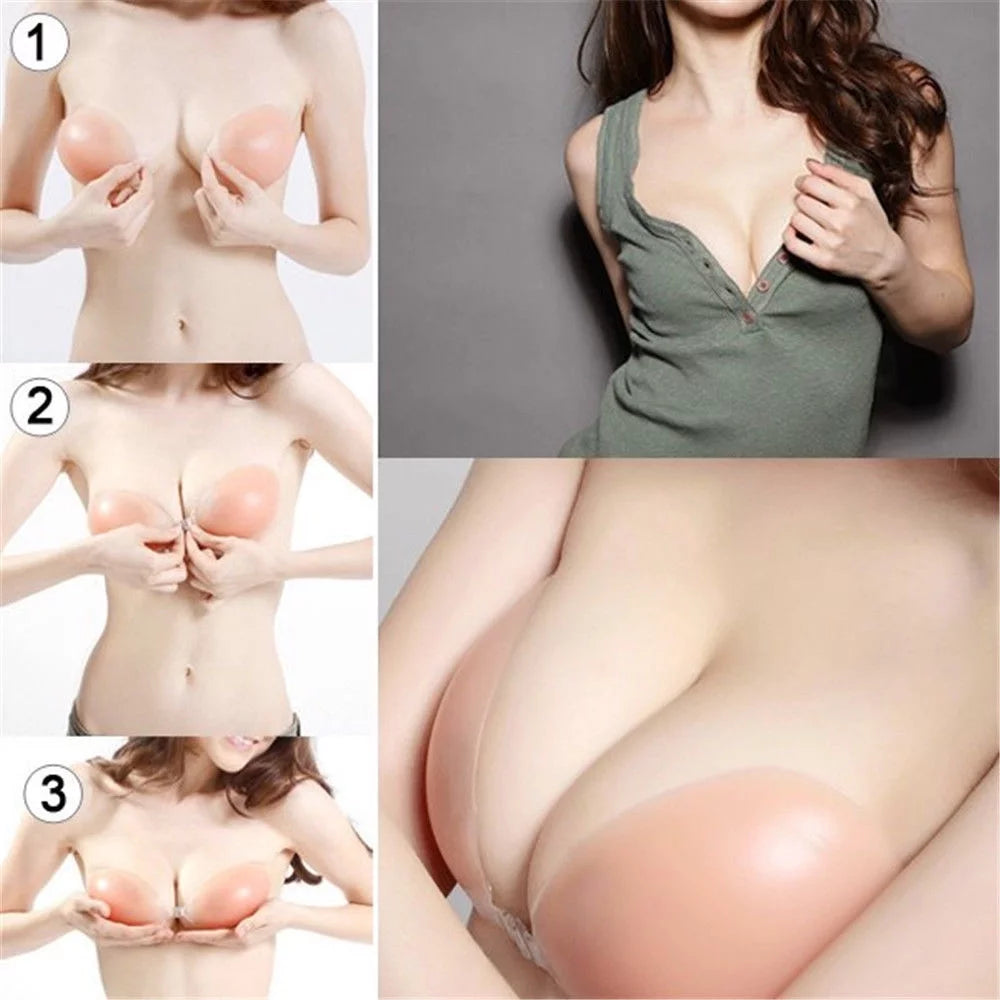 Silicone Self-Adhesive Stick on Gel Push up Strapless Backless Invisible Bras