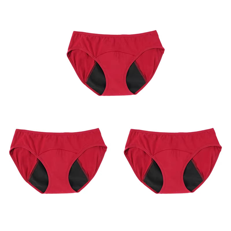 3PCS Menstrual Panties Physiological Pants Women Underwear Period Cotton Absorb Water Quick-Dry Briefs Female Lingerie plus Size