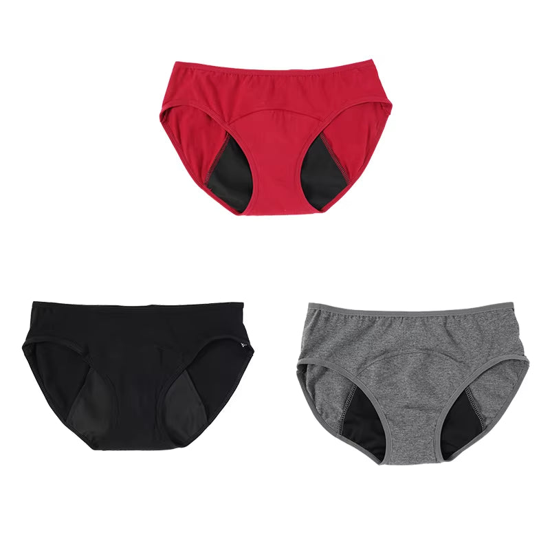 3PCS Menstrual Panties Physiological Pants Women Underwear Period Cotton Absorb Water Quick-Dry Briefs Female Lingerie plus Size